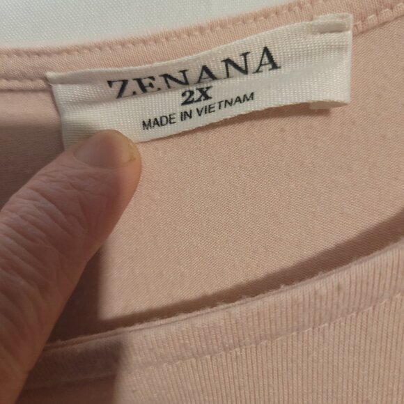 Zenana Premium Light Pink Short Sleeve Pleated Blouse Top Plus Size 2X rayon - Picture 2 of 3